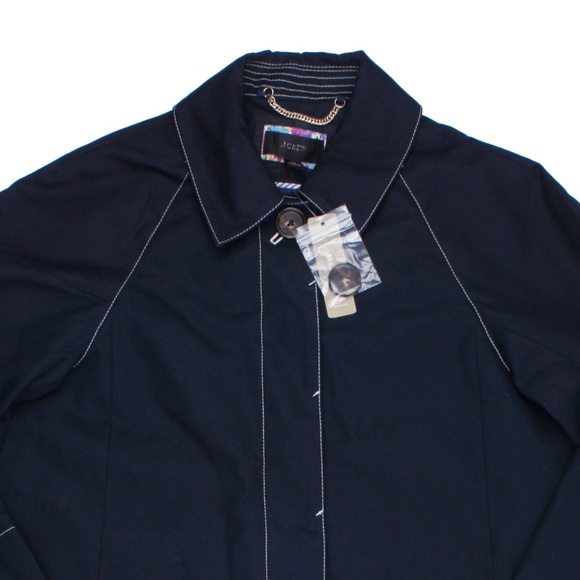 New JCREW Navy Blue Topstitch Trench Coat - Picture 4 of 5